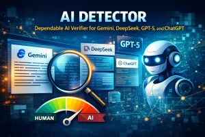 AI detector tool analysing AI generated content from ChatGPT, Gemini, DeepSeek and GPT-5